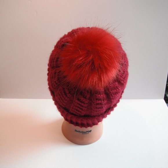 Hand Knitted Hat Toque Adult-OneSize Acrylic Color Burgundy-002 Hand knit by me - Picture 7 of 12